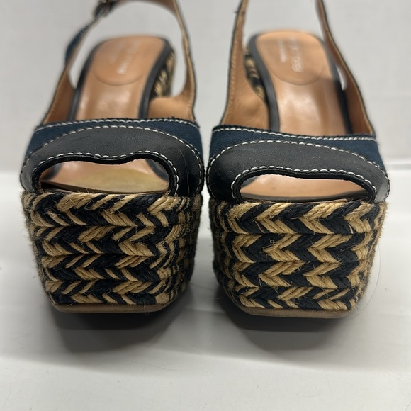 Sergio Rossi Espadrille Wedges High Heel Shoes Square Open Toe Slingback 38 US 8 - Picture 5 of 10